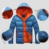 Men Color Block Zipper Hooded Cotton Padded Coat Slim Fit Thicken Outwear Jacket