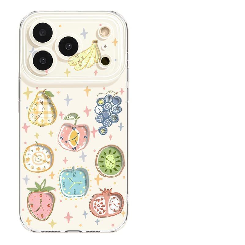 Summer iphone11pro mobile phone case new apple 11 transparent hollow 11 clock fruit with lanyard