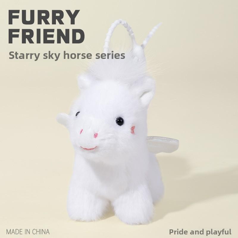 Plush Pony Angel Toy Keychain Soft Short Children Collectors Festival Doll Gift
