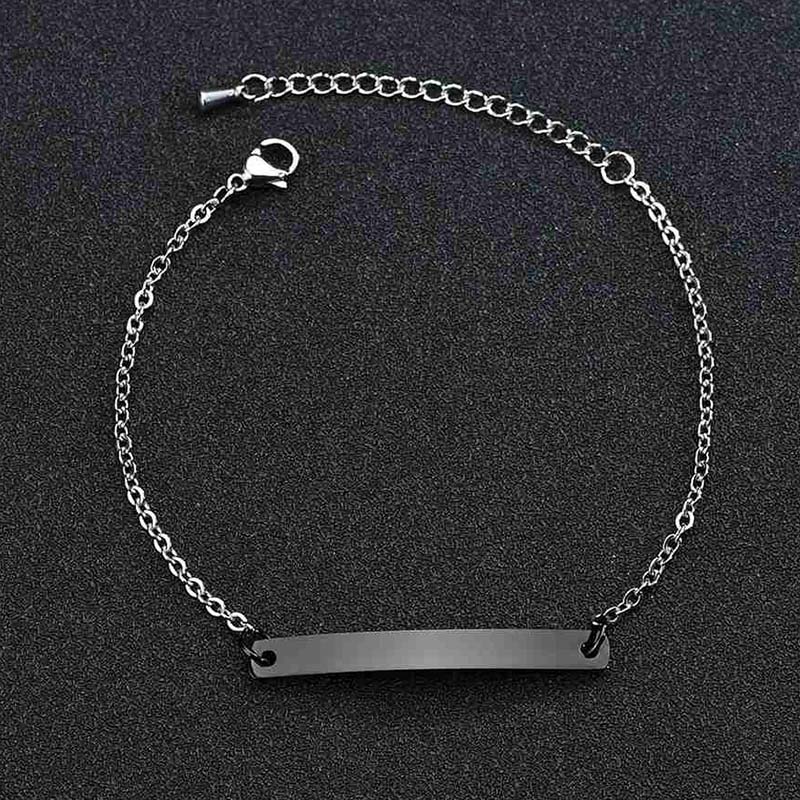 Punk Man Bracelets Hip Pop Gold Color Stainless Steel Thick Hand Chain Blank Bar Couple Men Women Family Jewelry Birthday Gift