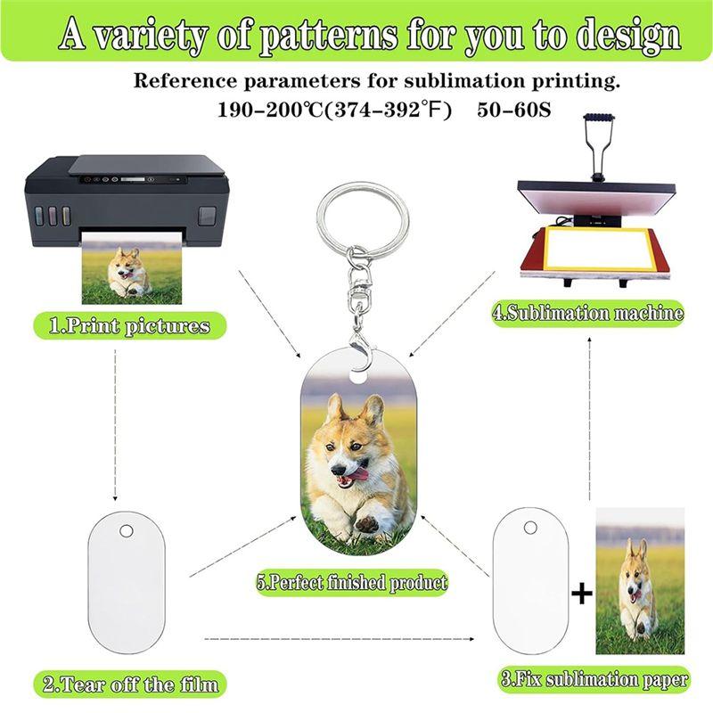 Practical-Metal Sublimation Keychain Blanks,Sublimation Blanks Bulk For Keychains,Double Sided Sublimation Ornament Blanks