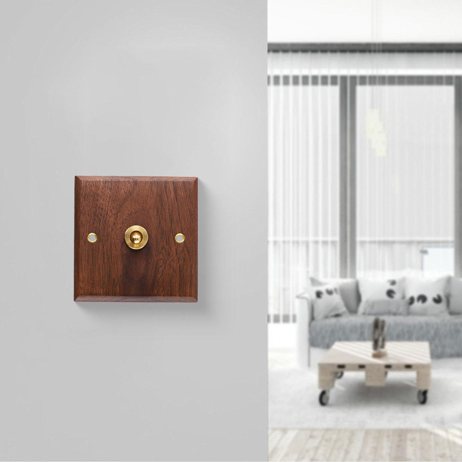 Ретро 1/2-позиционная пластина для клавишного выключателя из массива черного ореха 1 Gang