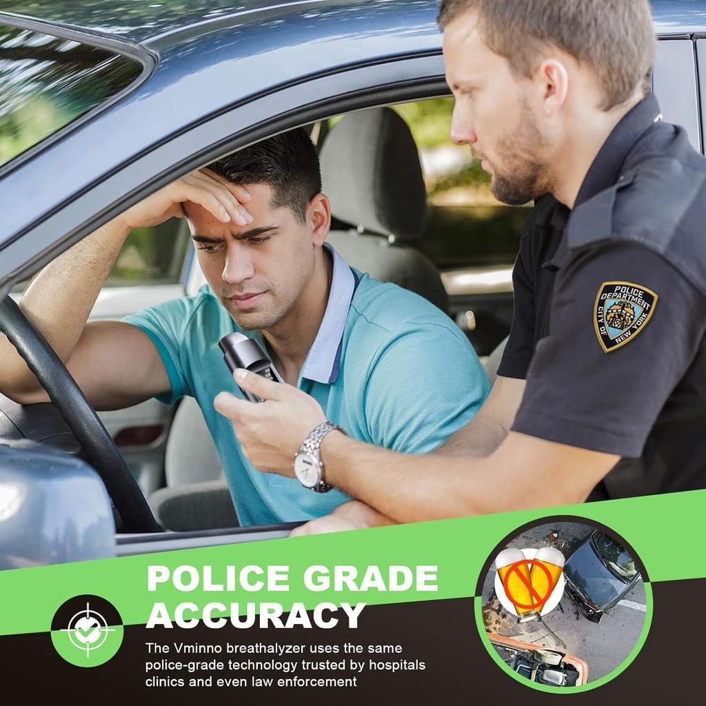 Portable Breathalyzer Certified Alcohol Test Professional Non-Contact Alcohol Tester with Digital LCD Display and Voice Alarm