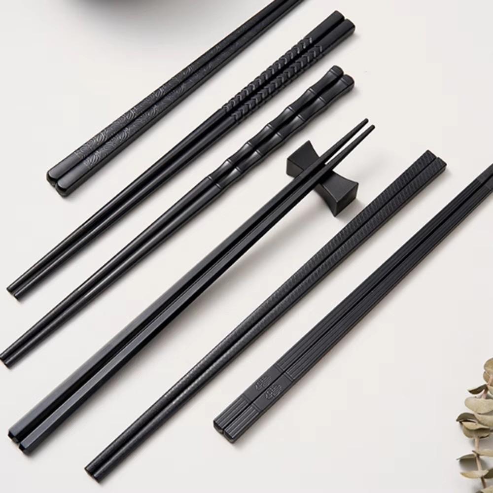 Reusable Japanese Chopsticks Non-Slip Black Chopsticks Chinese Chopsticks Kitchen Tableware