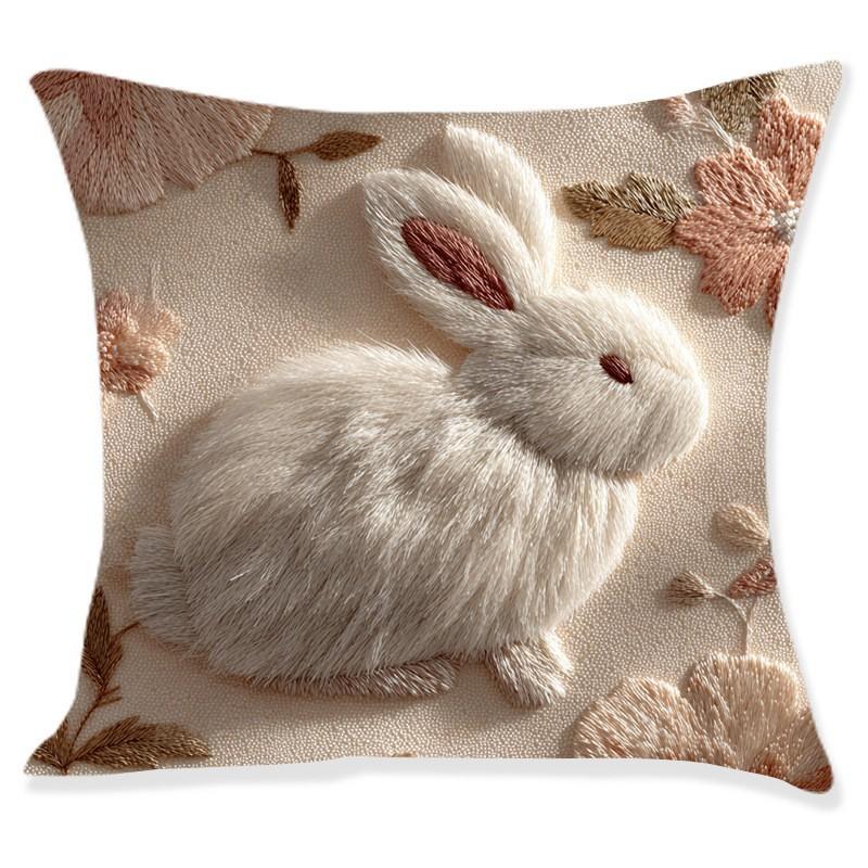 Neues Osterhasen-Dekokissen-Set, Faux-Stickerei-Druckdesign, Sofakissenbezug, Kissenbezug