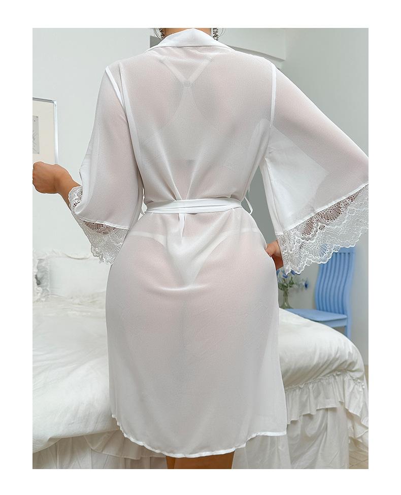 Sexy Chiffon Lace Nightgown - Sheer Temptation Robe for Women