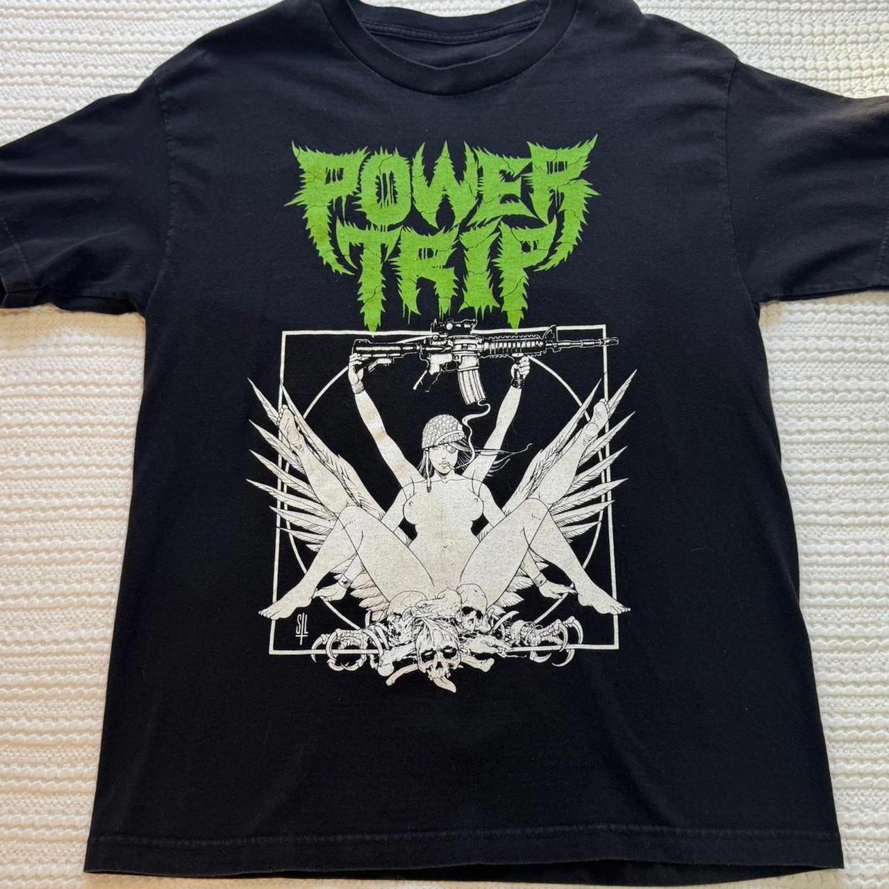 Power Trip Band Black T-Shirt Mens Metal Punk Rock Graphic Tee Shirt S-5XL 3XL