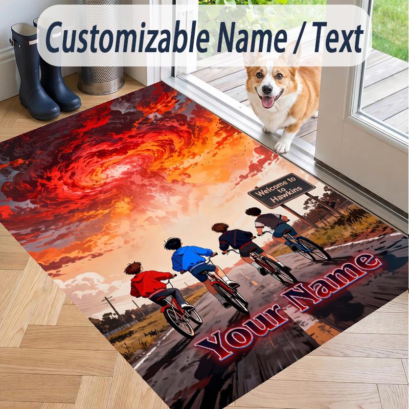 Custom Text Stranger Things Pattern Floor Rug Soft Indoor Carpet Mat Living Room Bedroom