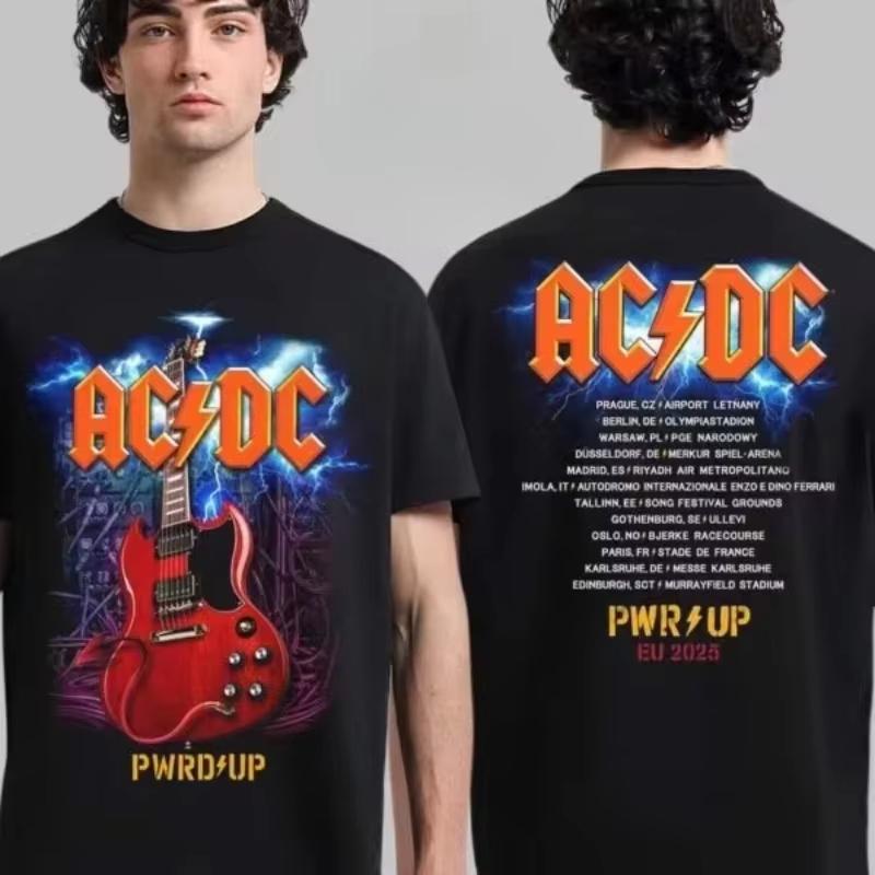 AC/DC Back in Black Back in North America PWR UP Tour 2026 Zomer Unisex T-shirt Bestseller Heren Dames Losse Katoenen Ins Y2K Tops
