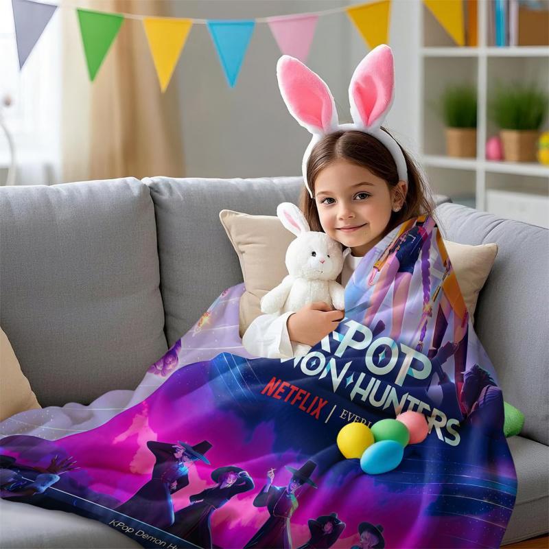 K-Pop-Dämonenjäger Decke Heißer Anime Flanell Überwurfdecke Winter Warme Decke für Wohnzimmer Sofa Bettbezug Fan Geschenk Decke