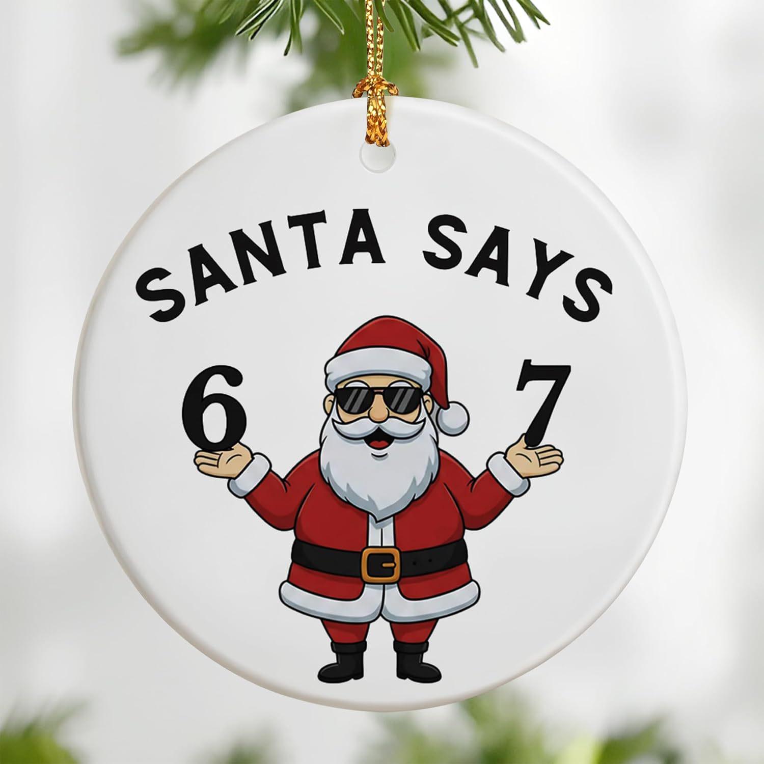 White Round Acrylic Christmas Pendant Ornament, Single-Sided Design