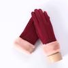 New Female Autumn Winter Non-Inverted Velvet Cashmere Full Finger Warm Lace Gloves Women Cotton Touch Screen Gloves G82