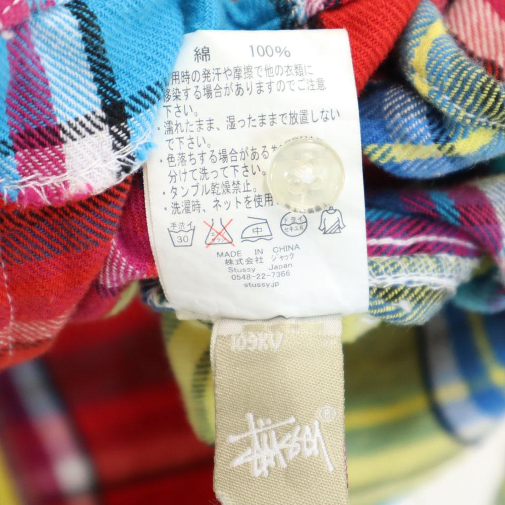 Stussy Check Pattern Long Sleeve Patchwork Shirt S Red Other Men's Used
