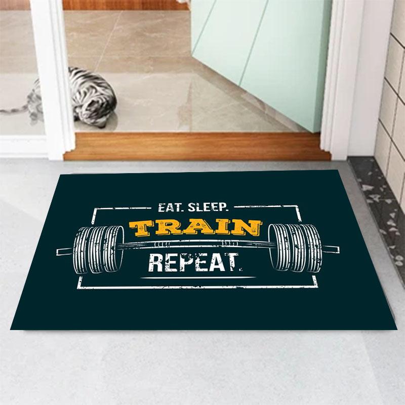 Eat, Sleep, Train, Repeat Fitness, Motivational Quotes Non-slip Rug Doormat Kitchen Bathroom Fitness Room Entrance Home Decor 40x60cm