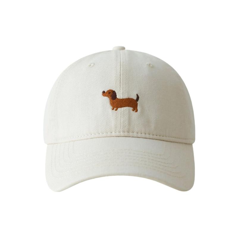 Breathable Cotton Blend Embroidered Puppy Design Adjustable Unisex Baseball Hat Multiple Colors