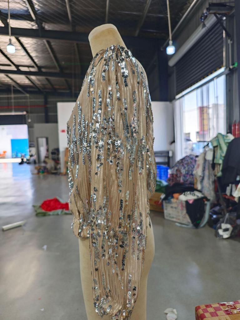 2025 Grenzüberschreitender Damen Herbst/Winter Pailletten V-Ausschnitt Übermantel