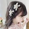 2Pcs Kids Hairpins Ribbon Bow Faux Pearls Decor Baby Hair Clips Rounded Edges Gentle Clamping Force Mini Size Hair Pins
