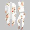 Plus Size Floral Print 3 Piece Outfit, Long Sleeve Open Front Cardigan Cami Top Leggings Set for Women