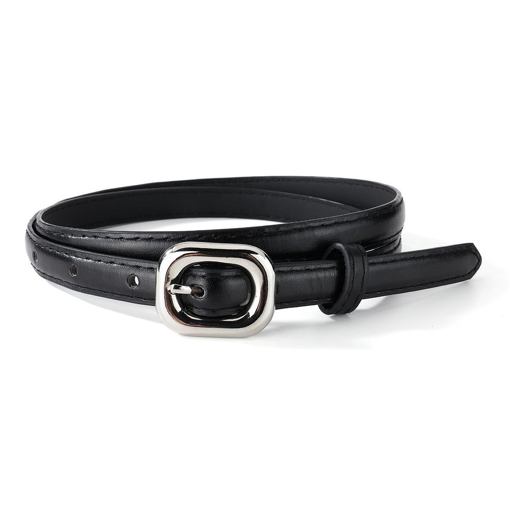 Square Buckle Slim Waist Belt for Women, Skirt, Jeans, Niche, Layered Belt, Needle Buckle for Women, Vintage Small Waist Seal чёрный