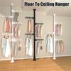 Adjustable Clothes Drying Hanger Rack with Floor To Ceiling Tension Pole High Capacity Laundry Pole Hanger