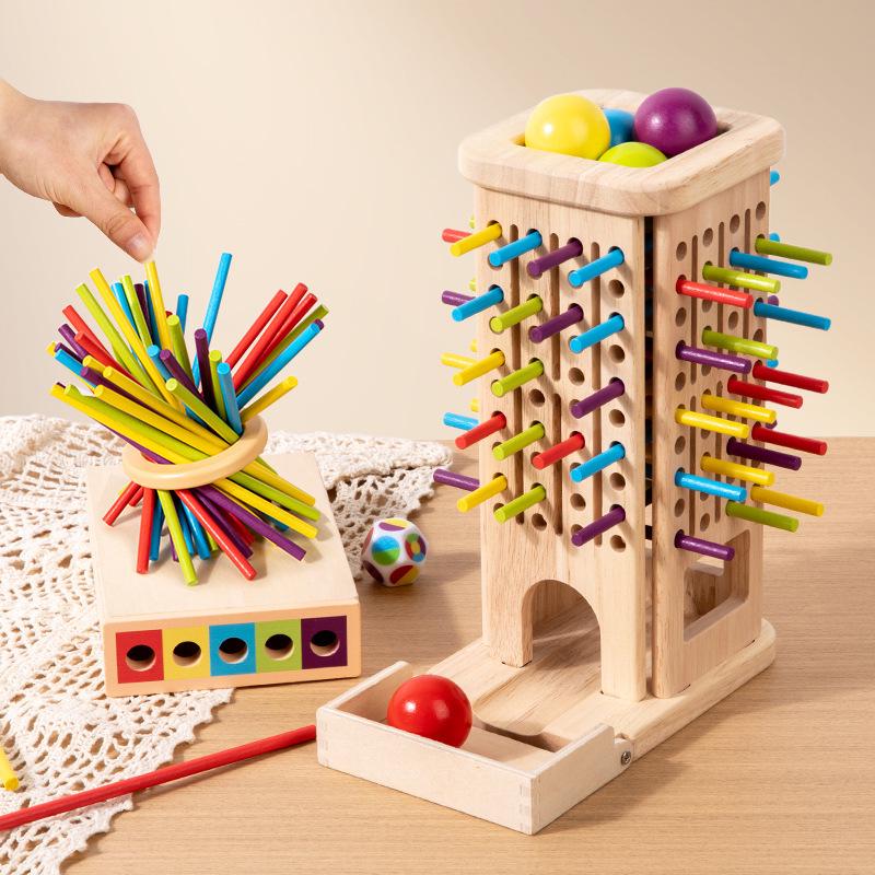 Montessori Wooden Pegging & Throwing Game: Color Recognition & Parent-Child Interaction Toy