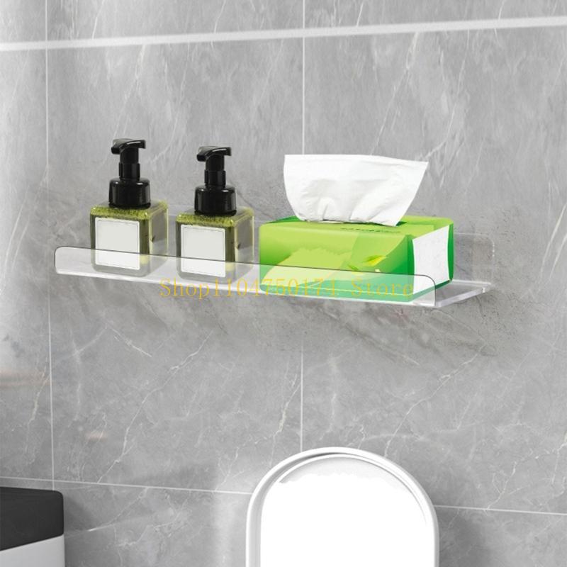 Acrylic Storage Rack Wall Mounted Organizer Clear Floating Display Shelf No Punching Organization for Bathroom Kitchen top sale