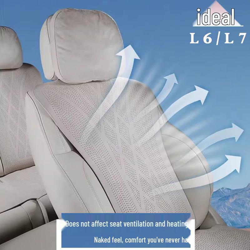 Idealna Uniwersalna Poduszka na Siedzenie Samochodowe z Zamszu L6L7 – Oddychająca, Perforowana, Cztery Pory Roku z Osłoną