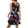 Damen Casual Print Bohemian Strandkleid mit Taschen V-Ausschnitt Tankkleid