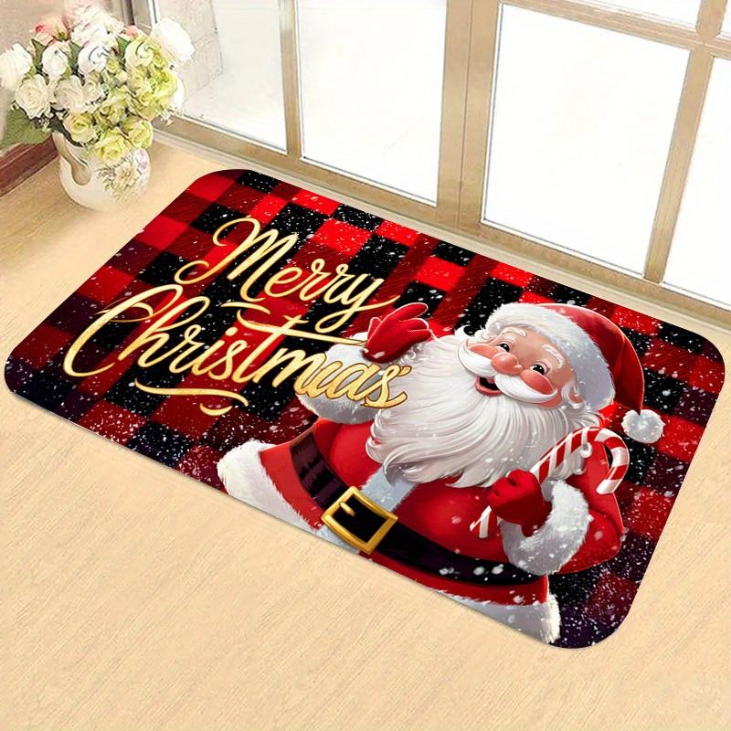 Merry Christmas Flannel Carpet 3D Santa Claus Rug Bedroom Living Room Kitchen Laundry Bathroom Entrance Festive Holiday Decor