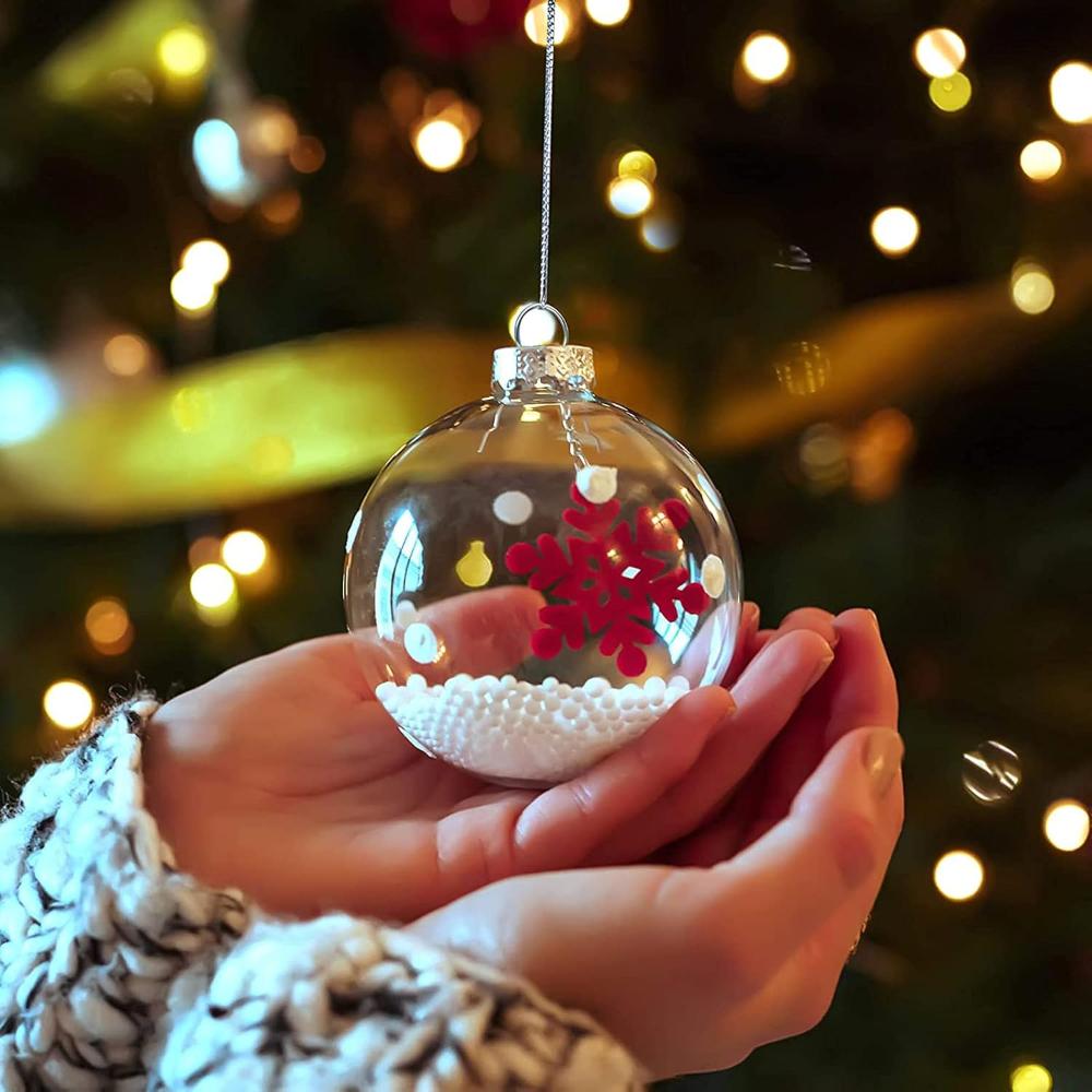 12pcs Diy Clear Plastic Refillable Balls Ornaments 2.36inch Christmas Balls For Christmas Birthday Crafts Decoration