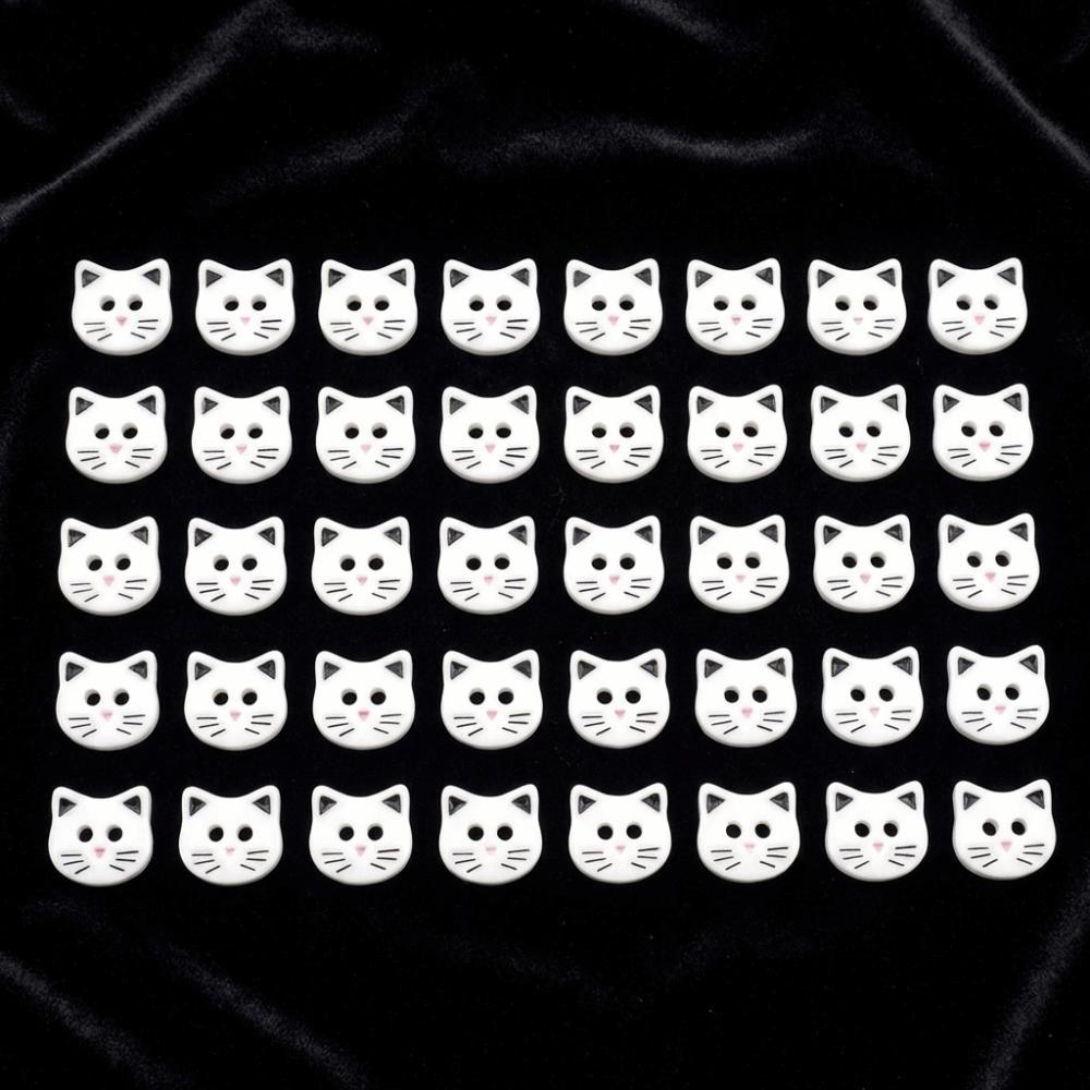 40pcs Mini 12mm Kitty Buttons Cute Creative Calico Cat Buttons Resin Colorful Kitten Head Buttons Cardigan Sweater