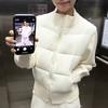 Winter new knitted sleeves splicing down jacket women's white duck down high-end slim fashion jacket