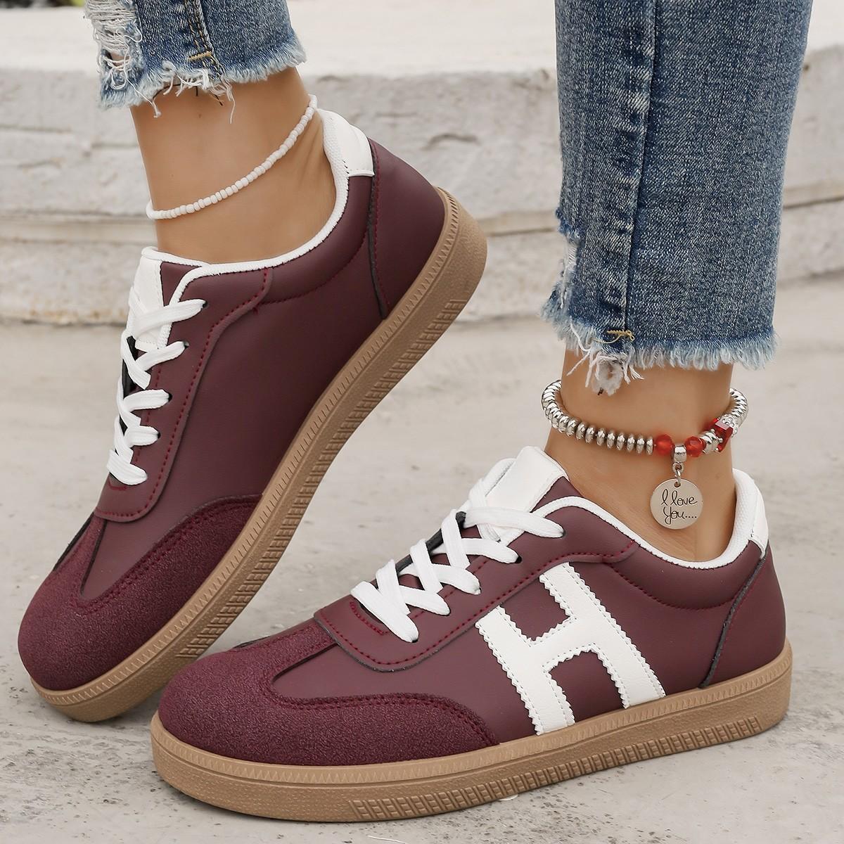 

Большие размеры импортных кроссовок для моральной подготовки, женские легкие и удобные дизайнерские повседневные туфли со шнуровкой спереди, спортивные туфли 36 бордовый