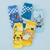 6 Pairs of Random Set New Japanese Cartoon Pocket Monster Pattern Men's Boat Socks Comfortable and Casual Couple Short Socks