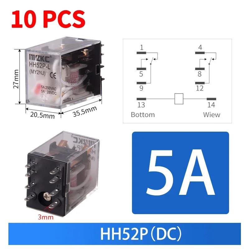 10 PCS For Wholesale Miniature Control Relays Small Intermediate Relay AC 12V DC C24 AC220 HH52P HH53P HH54P HH62P HH63P HH64P Relays 5