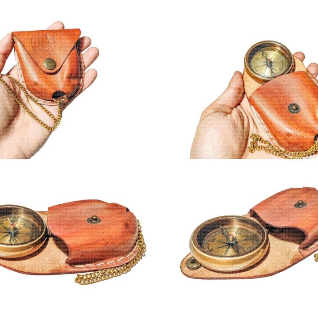 5X Magnifying Glass & Pocket Brass Compass | for Map Reading, Hiking, Trekking, Holiday Decor, Birthday Gift For Him, Christmas Decor