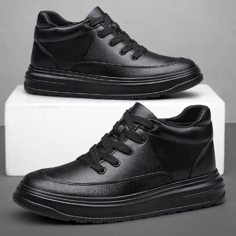 Herren Leder Sneakers Schuhe mit Erhöhung Schwarz Größer Werdende Schuhe Männer 6CM 8CM Weiß Casual Lift Casual Schuhe Masculino Größer