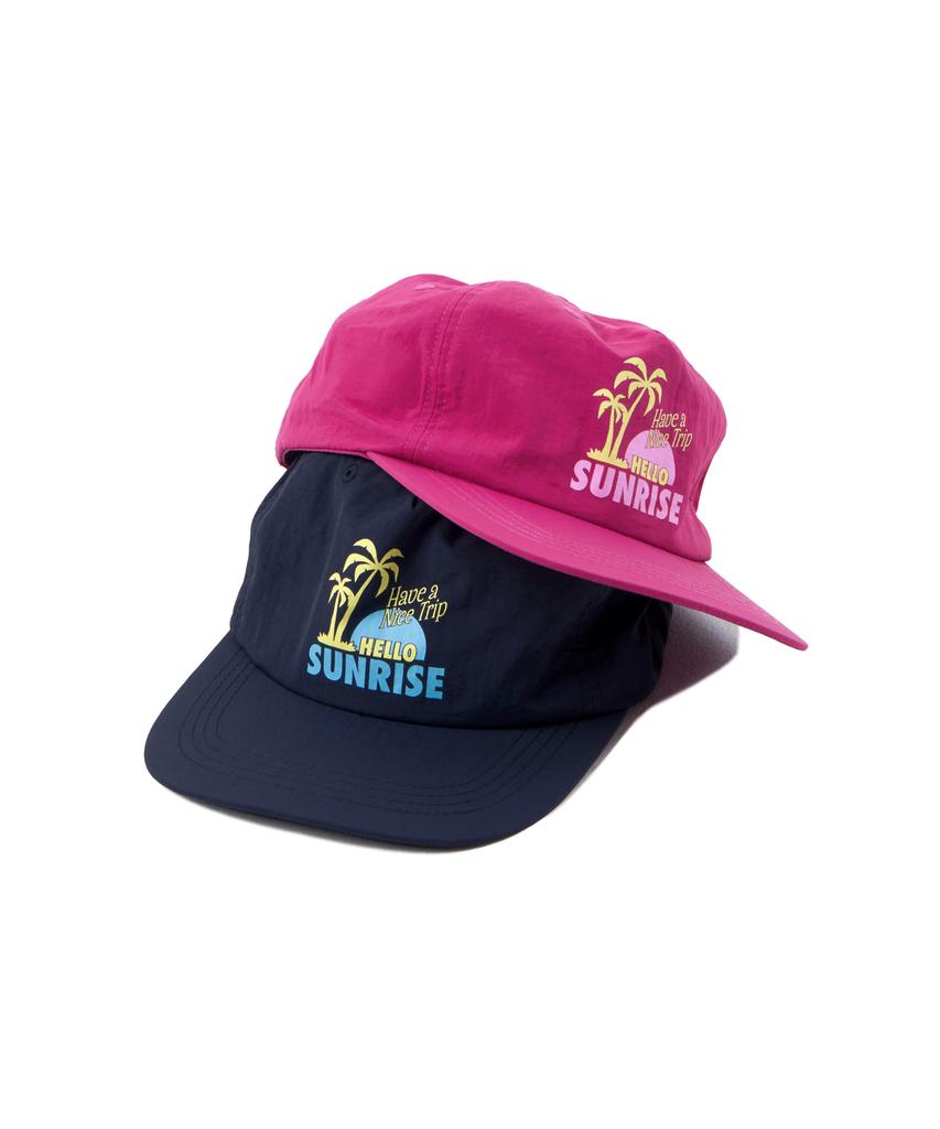 HELLO SUNRISE 90S Palm Tree Relaxed Fit 5Panel Cap_Navy