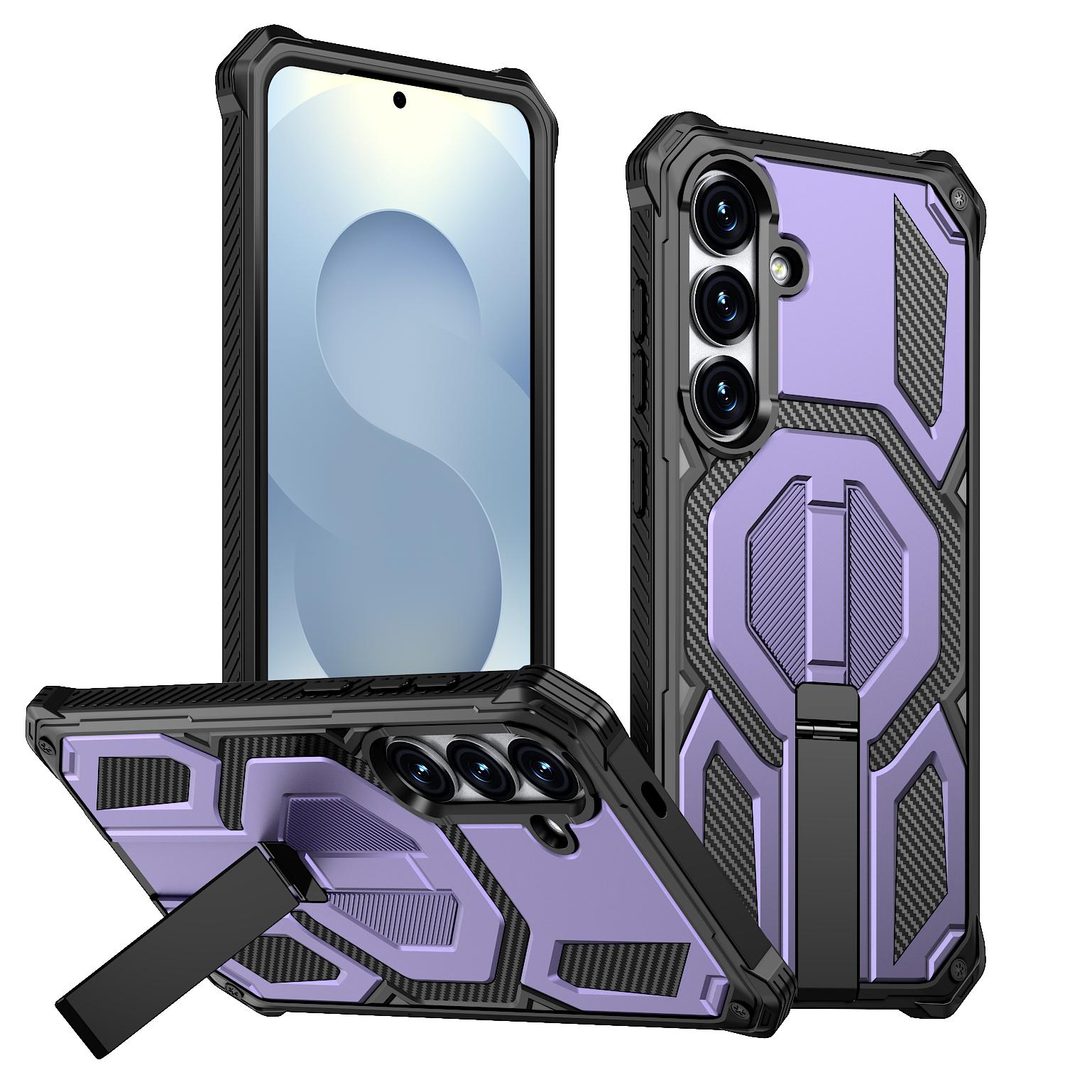 

For Samsung Galaxy S24/Galaxy S25 Magnetic Case TPU + PC Kickstand Phone Cover Drop Protection