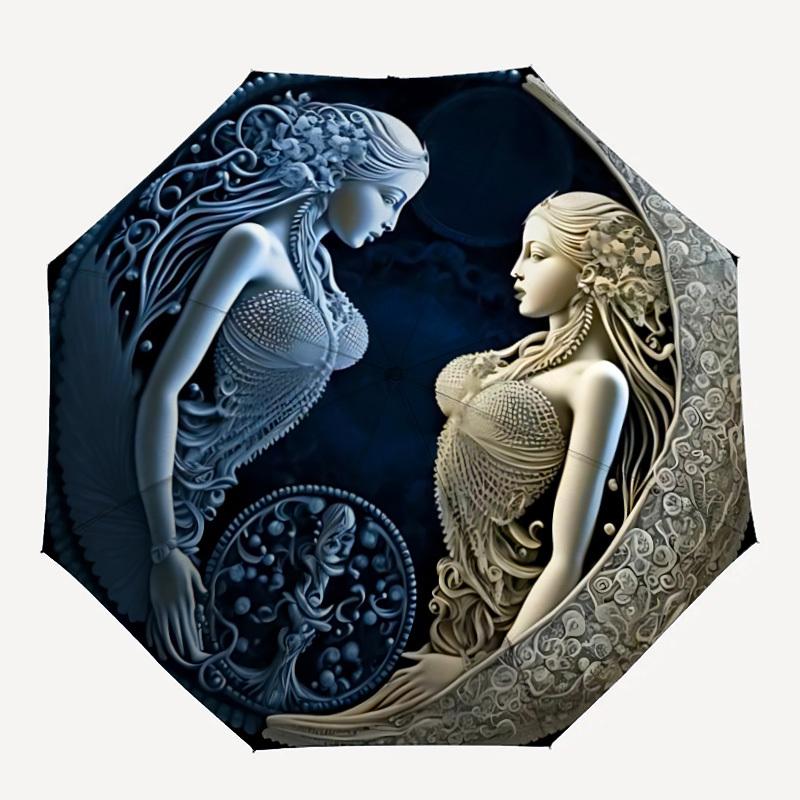 

1pc Mythical Creatures Automatic Opening/closing Umbrella with Auto Open/Close, Windproof, Foldable Sunshade, Perfect Gift for Friends, Dura