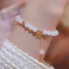 White Jade Fortune Bracelet, Natural Hetian Jade White Jade Bracelet, Chinese Style Long Chain White Jade Bracelet with Fortune Charm, Niche for