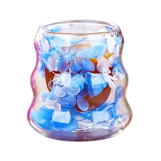 

Dried Flowers Insulated Coffee Mug Double Wall Clear Glass Heat Resistant Tea Cup for Water Milk Tea Latte Juice Kitchen Decor 80ML