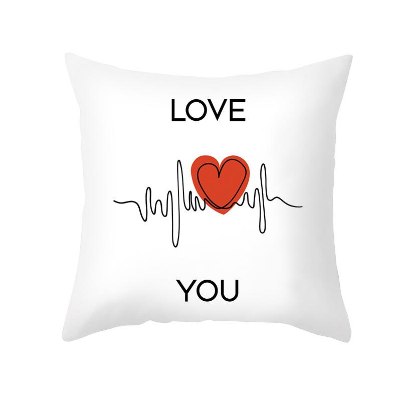 

Modern Simple Valentine S Day Short Plush Pillow Cover Love Printed Sofa Cushion Home Pillow Cover Premium Durable 45 * 45Cm (pillow cover)