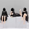 New Christmas Girl Statue Women Sitting Figure Ornaments Mysterious Statue Gothic Death Black Robe Queen Bookshelf Sculpture
