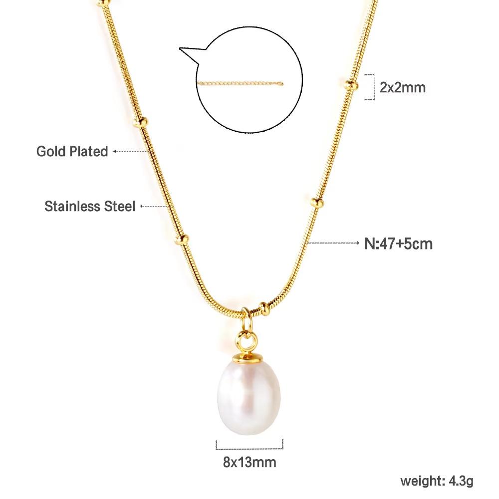 Women's Fashion Geometric Jewelry Light Luxury Multiple Styles Stainless Steel Pearl Pendant Choker Necklace