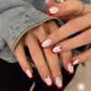Red Heart French Edge Nail Art Tips - 24 Pieces