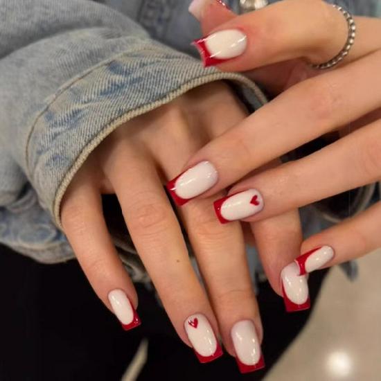 

Red Heart French Edge Nail Art Tips - 24 Pieces Glue Type