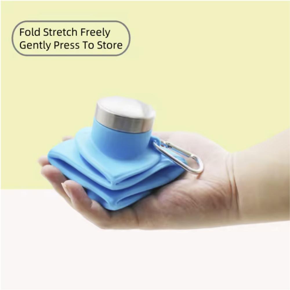 700ML Collapsible Water Bottle Leakproof Valve Reusable Silicone Foldable Travel Water Bottle for Gym Camping Hiking Travel