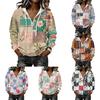 Women's Long Sleeve Color Block Print Pullover Hoodie with