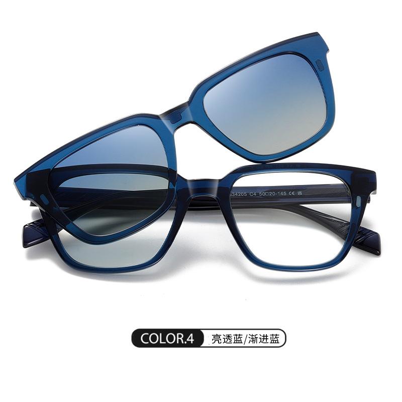 Fashion Square Myopia Sunglasses Magnetic Clip On Anti Blue Light Prescription Eyewear UV400 for Men Women